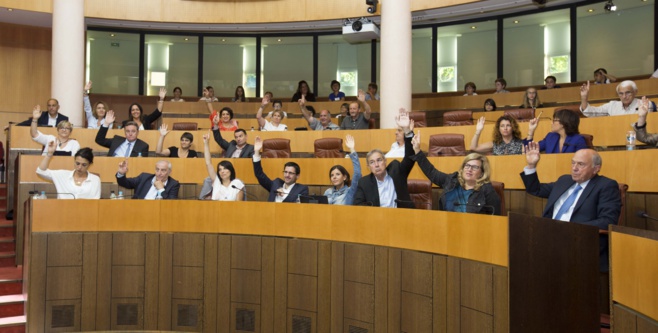 Le vote de la motion par les Conseillers Territoriaux, sous le regard attentif des écoliers Le vote de la motion par les Conseillers Territoriaux, sous le regard attentif des écoliers
