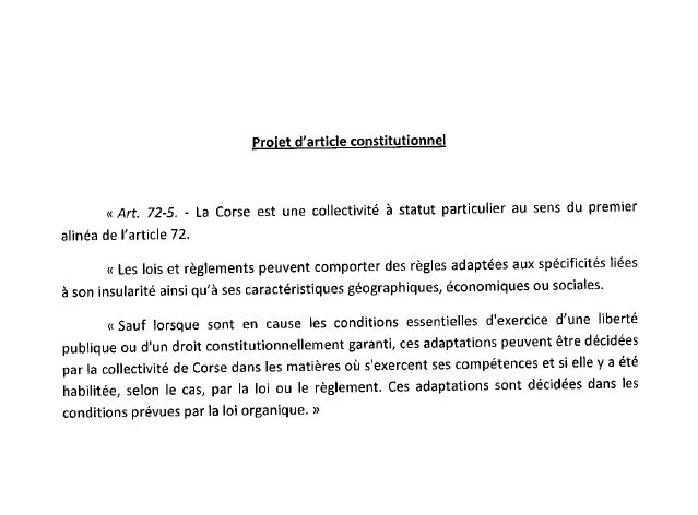 Révision constitutionnelle : le projet d'article mentionnant la Corse est dévoilé