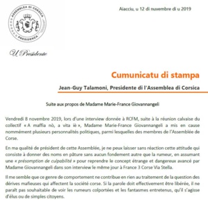 CP - Suite aux propos de Madame Marie-France Giovannangeli