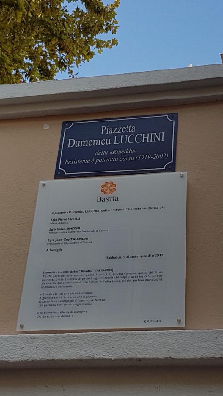 Inaugurazione di a piazzetta Dumenicu Lucchini in Bastia
