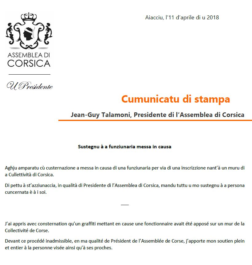 CP - Sustegnu à a funziunaria messa in causa