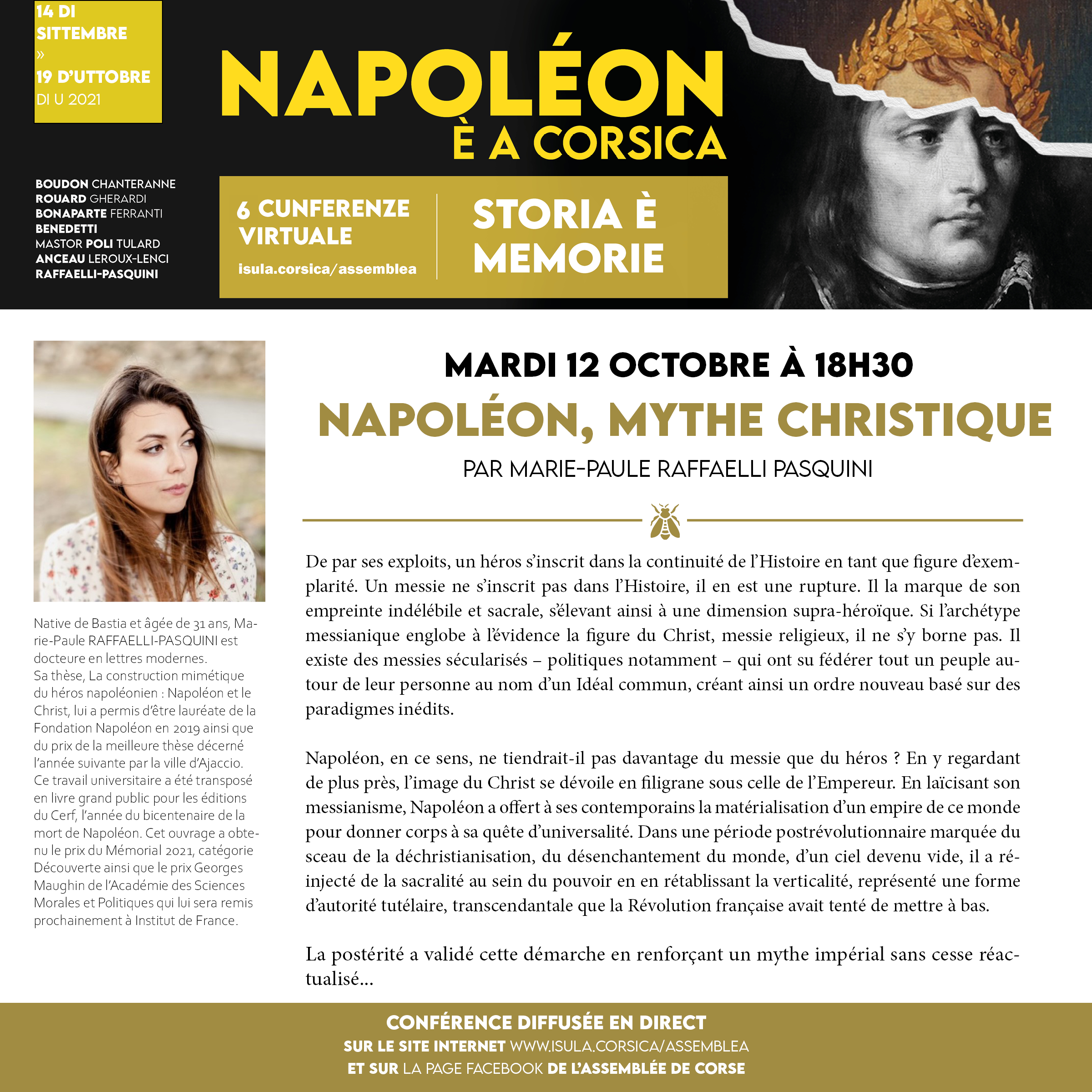" Napoléon, mythe christique " : conférence de Marie-Paule RAFFAELLI PASQUINI
