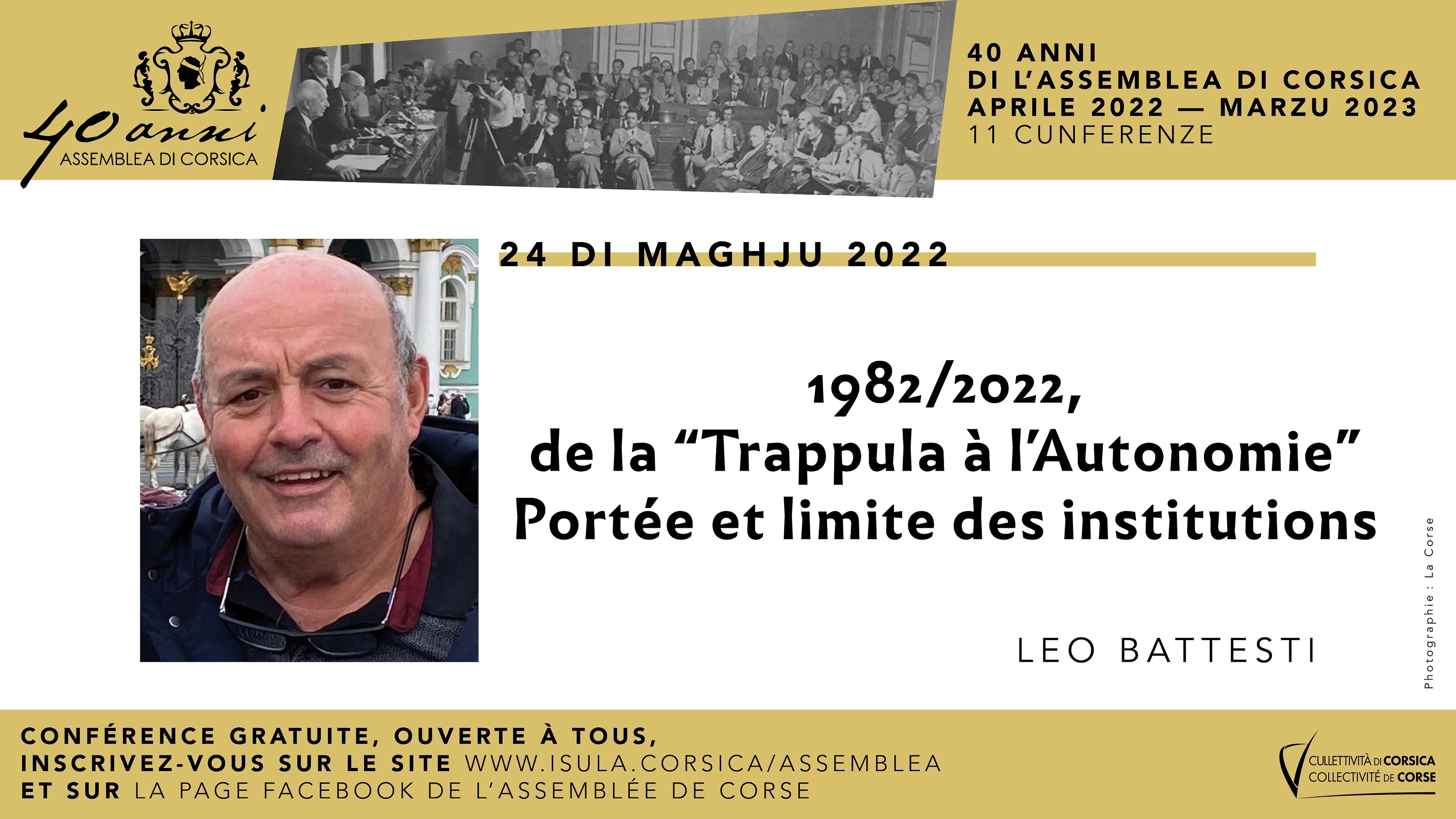 Leo Battesti poursuit le cycle de conférences consacré aux 40 ans de l'Assemblea di Corsica 