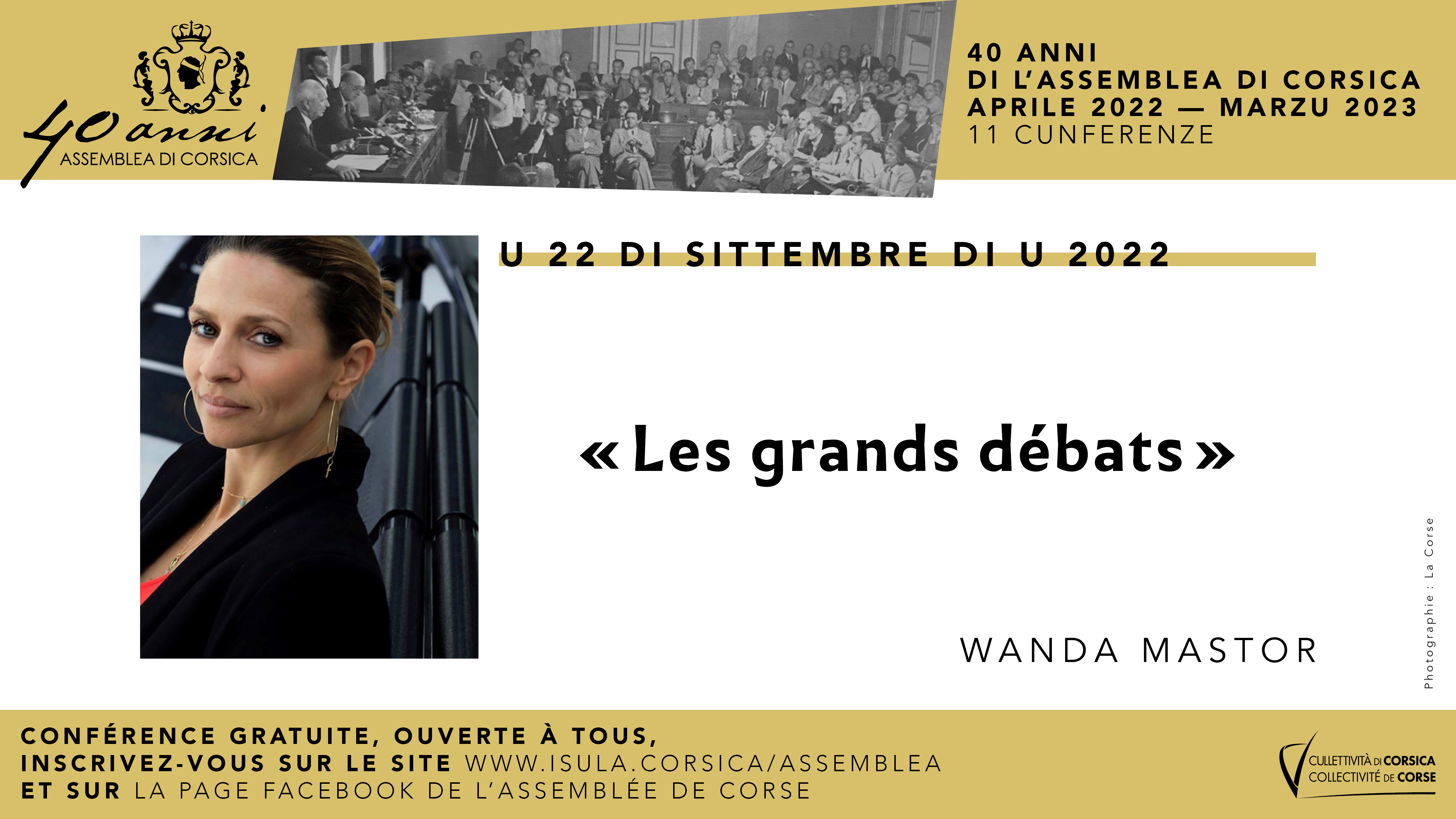 Wanda Mastor poursuit le cycle de conférences consacré aux 40 ans de l'Assemblea di Corsica 