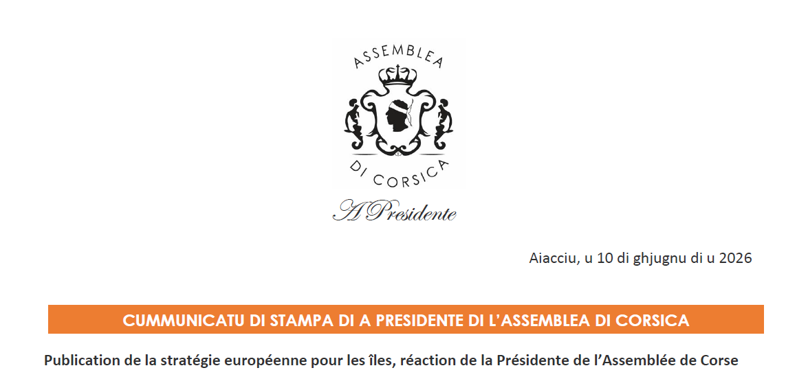 Cummunicatu di stampa di a Presidente di l'Assemblea di Corsica