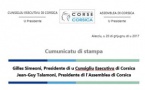 CP - COLLECTIVITÉ DE CORSE : POURSUIVRE DANS LA SÉRÉNITÉ LE TRAVAIL COLLECTIF ENTREPRIS