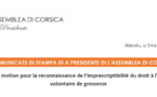 La Présidente de l'Assemblée de Corse dépose une motion en faveur de l'imprescribilité du droit à l'IVG