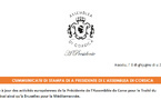 Cummunicatu di stampa di a Presidente di l'Assemblea di Corsica