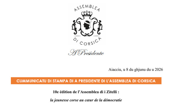 Cummunicatu di stampa di a Presidente di l'Assemblea di Corsica : 10e édition de l’Assemblea di i Zitelli, la jeunesse corse au coeur de la démocratie