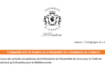 Cummunicatu di stampa di a Presidente di l'Assemblea di Corsica