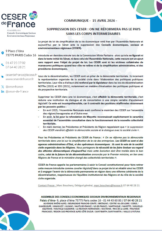 SUPPRESSION DES CESER  ?