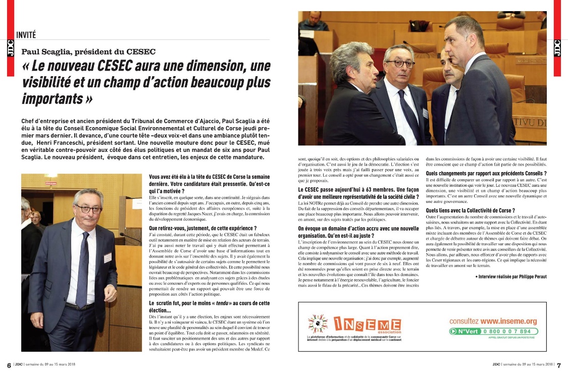Interview du Président du CESEC - Journal de la Corse