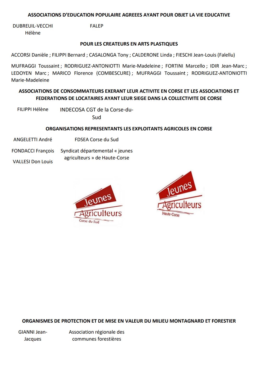 Signataires de la déclaration de CESEC de Corse et mobilisation de la société civile organisée contre la suppression du CESEC et des CESER