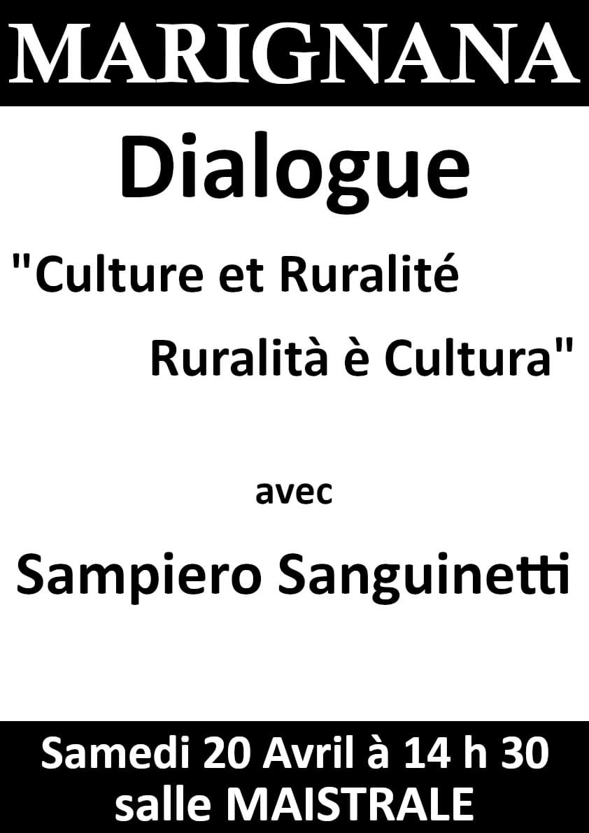 Rencontres « Culture et Ruralité / Ruralità è Cultura » avec Sampiero Sanguinetti - Associu Scopre - Salle Maistrale - Marignana