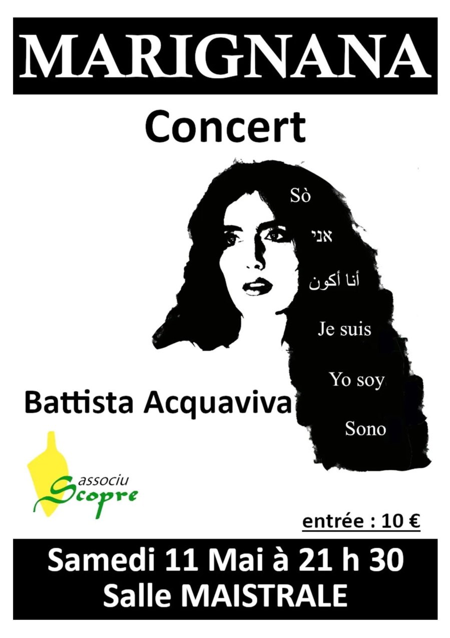 Concert de Battista Acquaviva proposé par l'Associu Scopre - Salle Maistrale - Marignana
