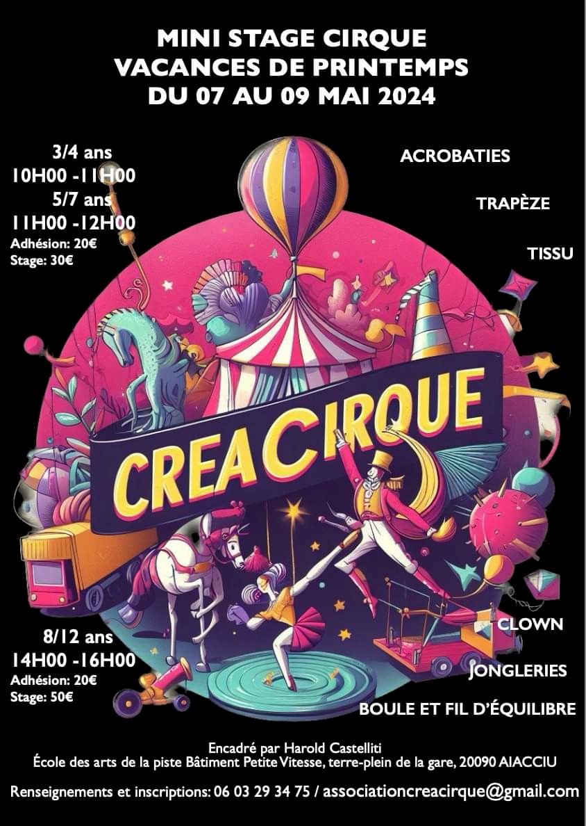 Mini Stage proposé par l'école des Arts du Cirque d'Aiacciu - Créacirque - Aiacciu