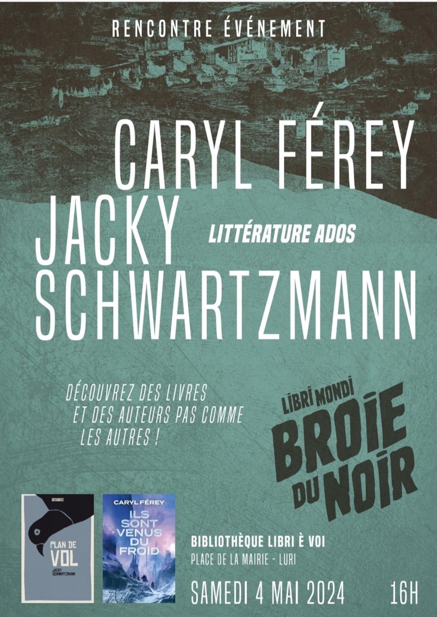 Rencontre avec Caryl Ferey et Jacky Schwartzmann proposée par Libri Mondi - Place de la Mairie - Luri