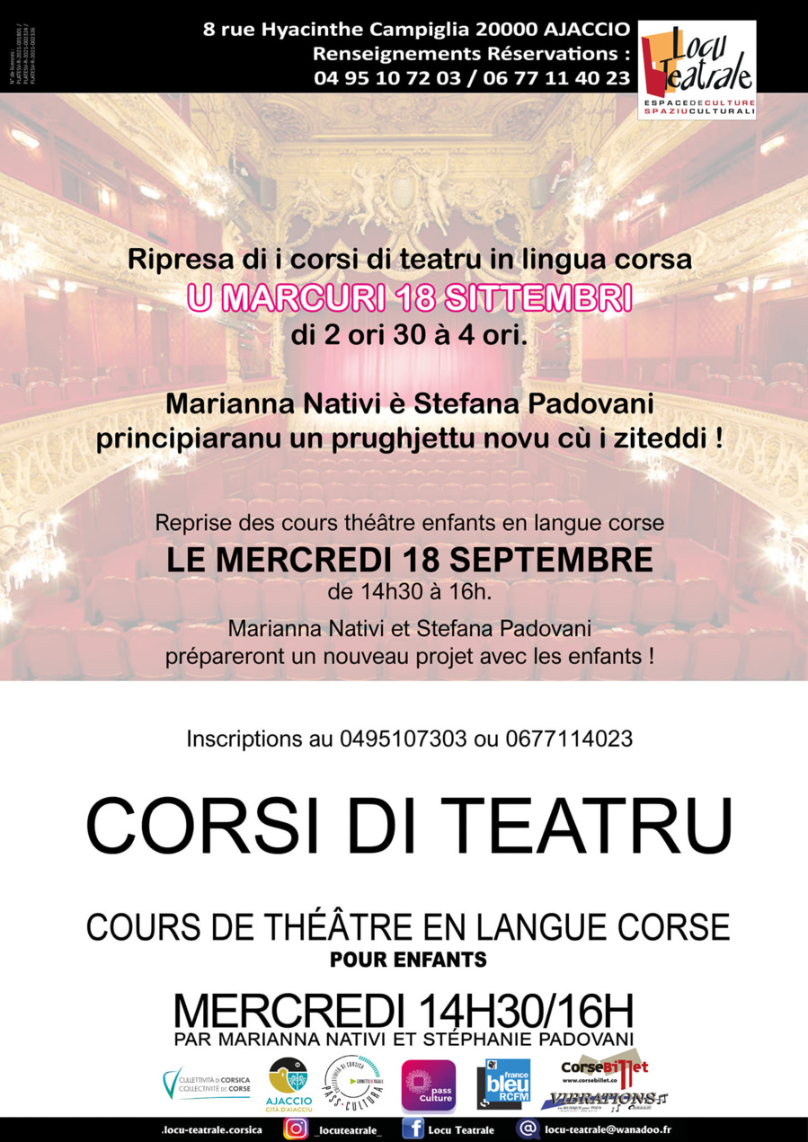 Cours de théâtre en langue corse pour les enfants avec Marianna Nativi et Stephanie Padovani - Spaziu Locu teatrale - Aiacciu 