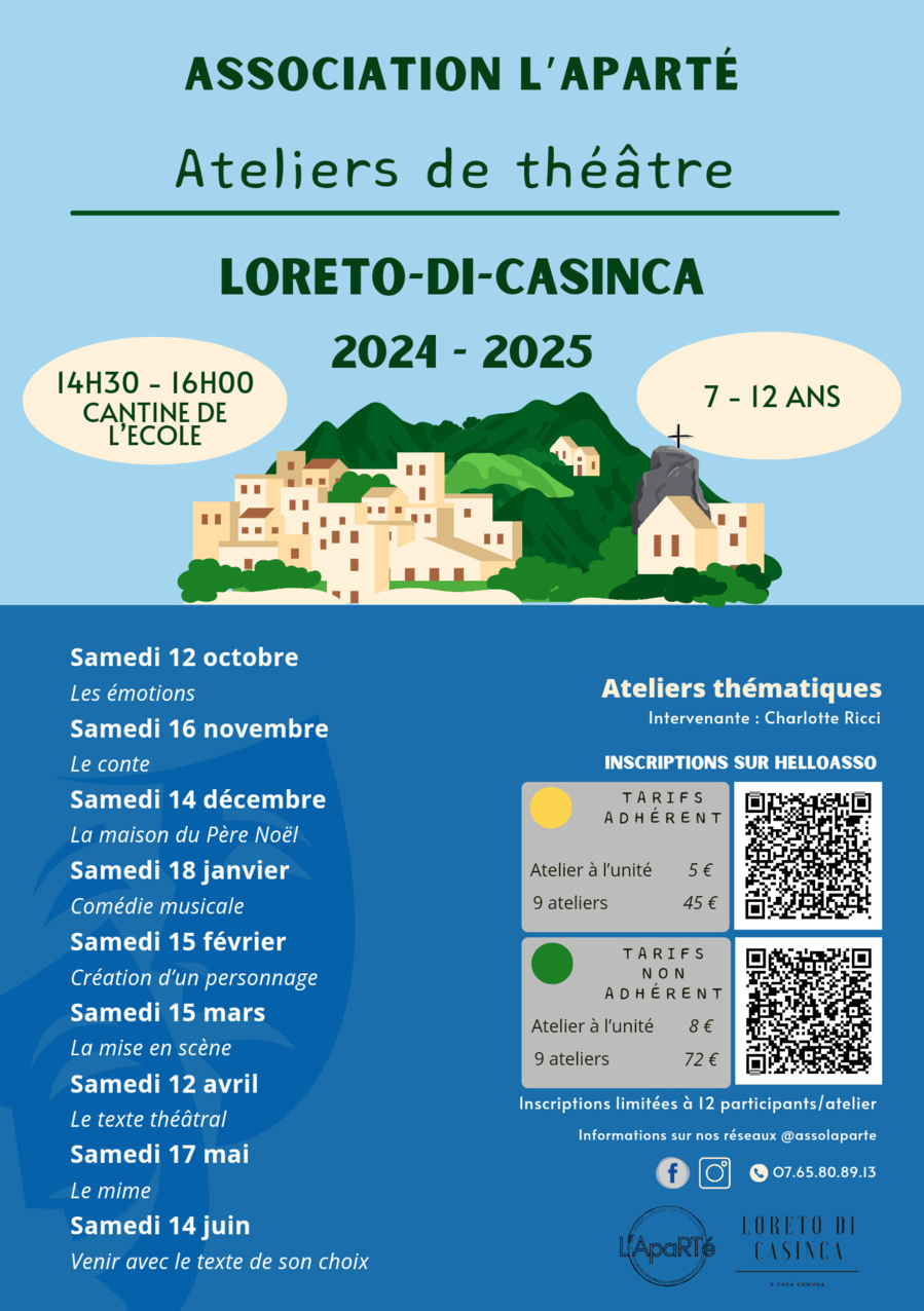 Atelier de théâtre thématique pour les enfants proposés par l'association l'Aparté : 