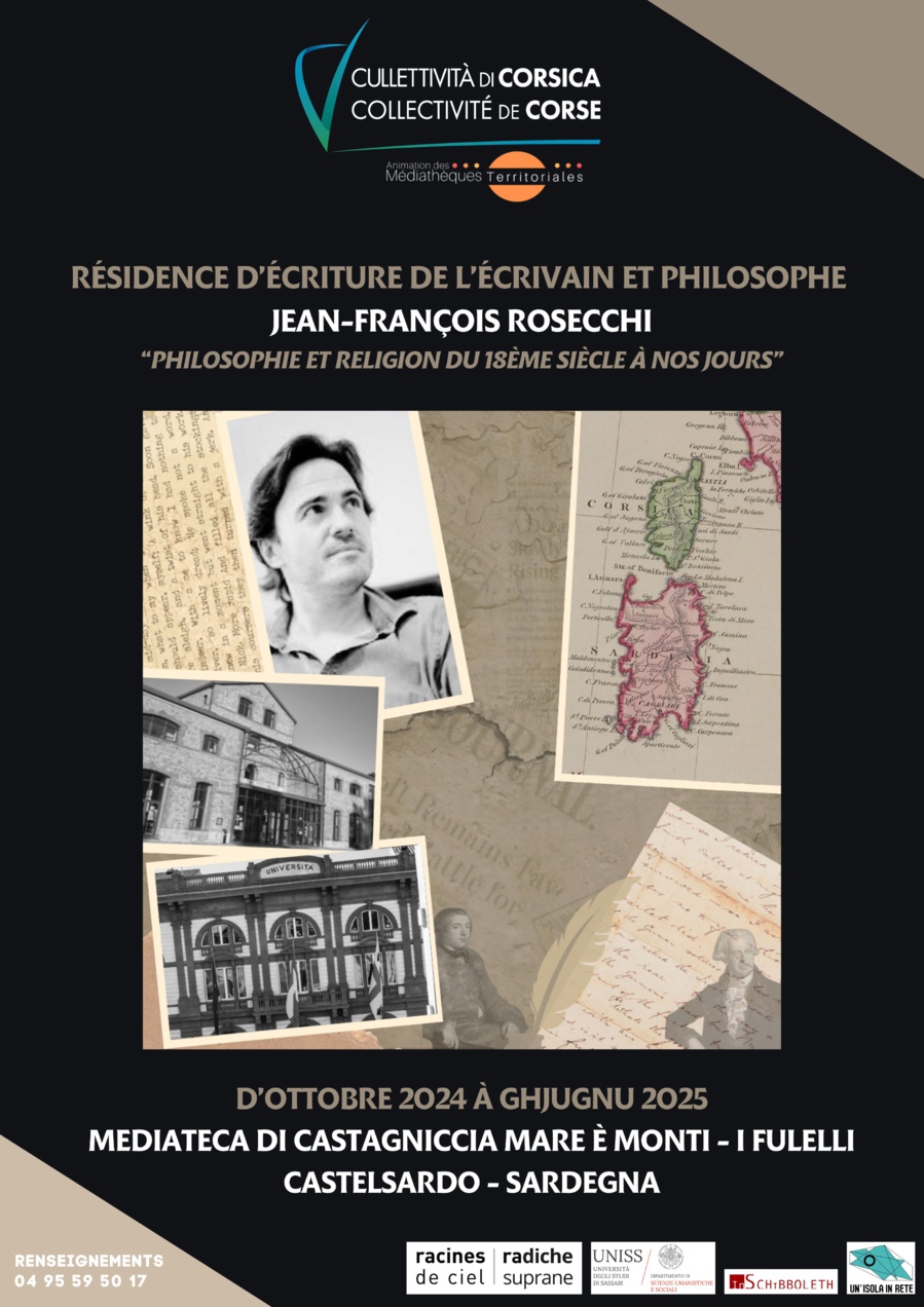 Résidence d’écriture de l’écrivain et philosophe ajaccien Jean-François Rosecchi, partagée entre A Penta di Casinca (Médiathèque de Castagniccia) et Castelsardo en Sardaigne