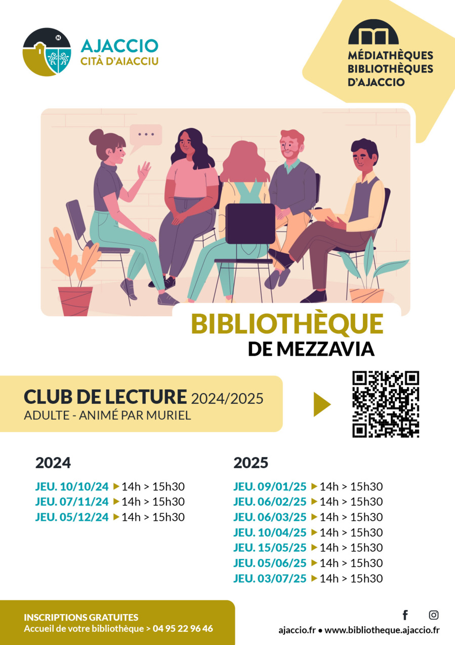 Club de lecture animé par Muriel (adulte) - Bibliothèque de Mezzavia - Aiacciu