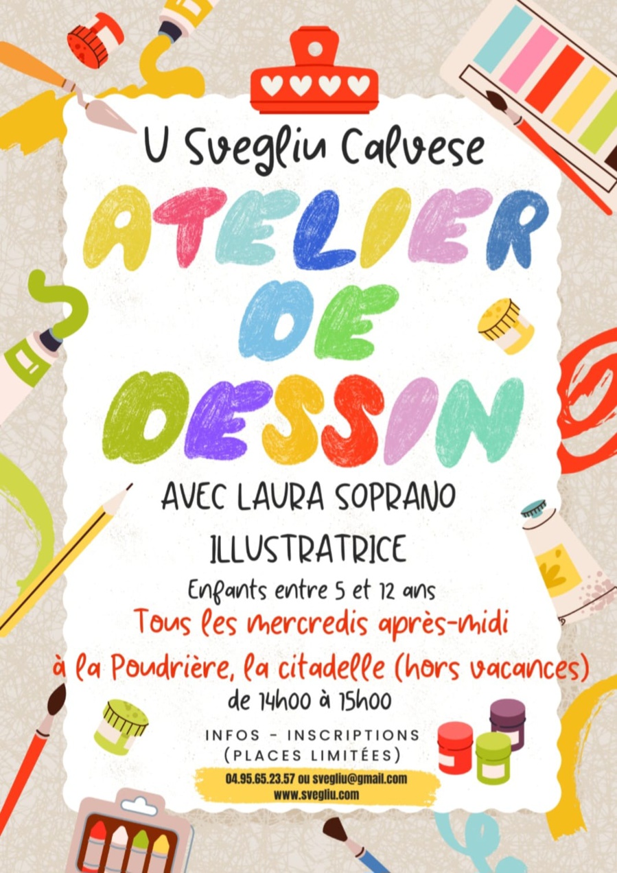 Atelier de dessin avec l’illustratrice Laura Soprano pour les enfants entre 5 et 12 ans - U Svegliu Calvese, La Poudrière - Calvi
