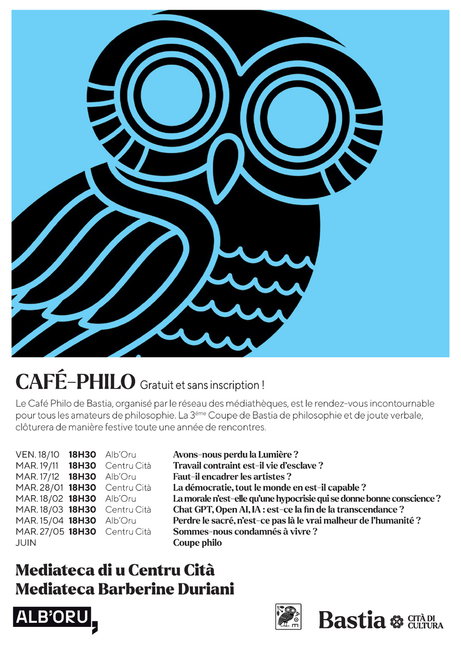 Café-Philo avec Christophe Di Caro / Sommes-nous condamnés à vivre ? - Médiathèque Centru cità - Bastia