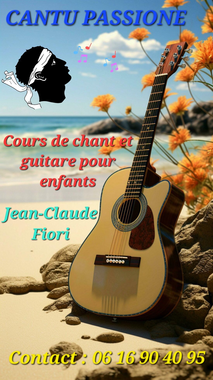 Cours de chant et guitare pour enfants avec Jean-Claude Fiori de Cantu Passione - Salle du réfectoire de l’école élémentaire - I Prunelli di Fiumorbu