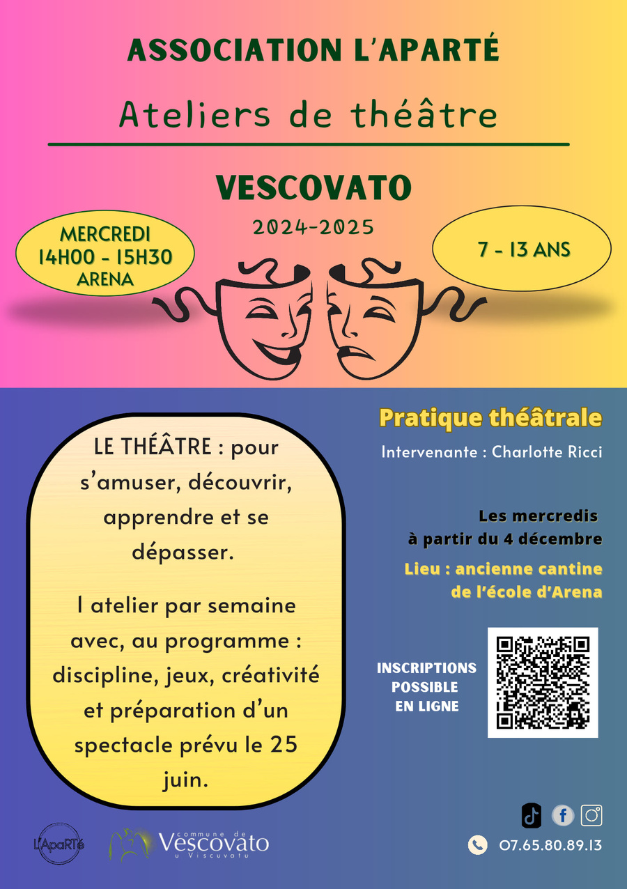 Atelier théâtre pour les 7-13 ans - Cantine de l'ancienne école, Arena -  U Viscuvatu