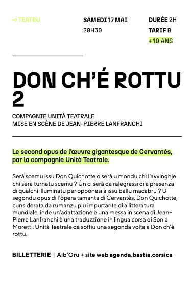 Théâtre : Don Ch'é Rottu II / Par la Cie Unità Teatrale  - Centre culturel Alb'Oru - Bastia
