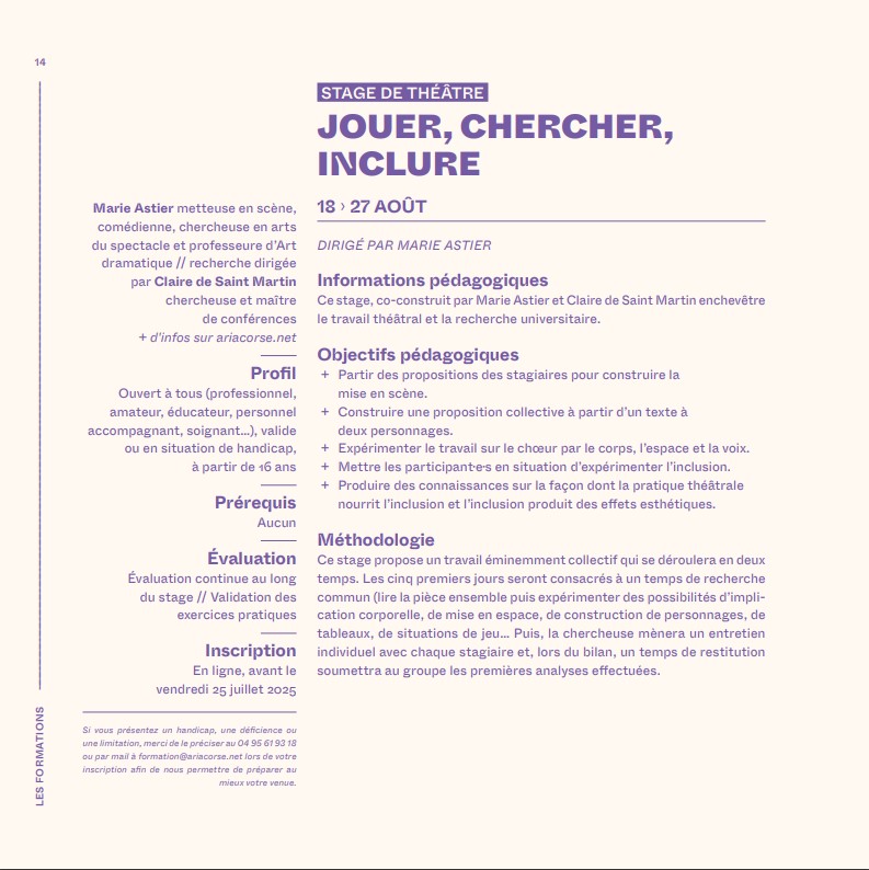 Stage : Jouer, chercher, inclure - L'Aria Corse - Pioghjula 