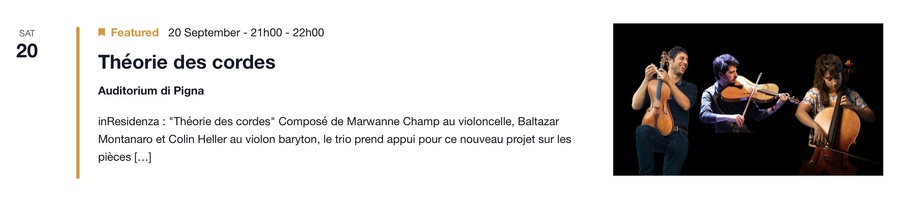 Concert du Trio “Théorie des cordes” - CNCM VOCE / Auditorium de Pigna 