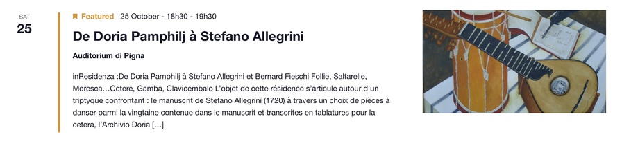 Concert :  De Doria Pamphilj à Stefano Allegrini et Bernard Fieschi - CNCM VOCE / Auditorium de Pigna 