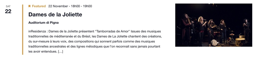 Création musicale : “Tamborradas de Amor” par les Dames de la Joliette - CNCM VOCE / Auditorium de Pigna 