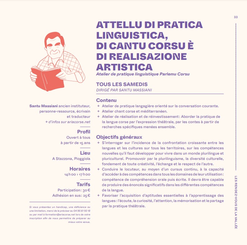 Atelier de pratique linguistique Parlemu Corsu dirigé Santu Massiani  - L'Aria - Pioghjula