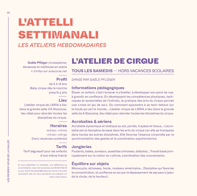 Atelier de Cirque dirigé par Gaële Pflüger - L'Aria - Pioghjula