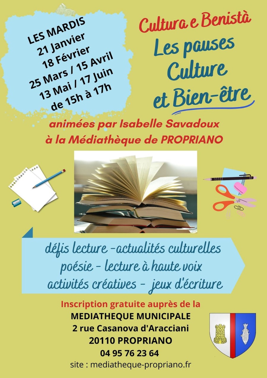 Les pauses culture et bien-être animées par Isabelle Savadoux - Médiathèque - Prupià