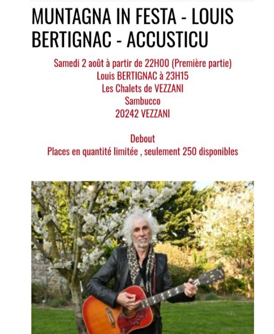 Concert : Louis Bertignac / Première partie Marco Lena - Les Chalets - Vizzani