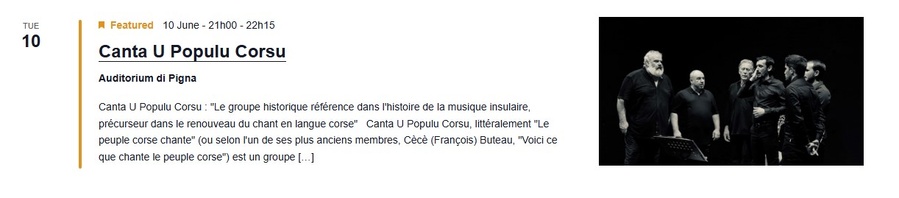 Concert : Canta U Populu Corsu  - CNCM VOCE / Auditorium de Pigna 