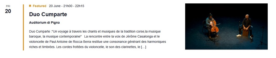 Concert : Duo Cumparte  - CNCM VOCE - Pigna 