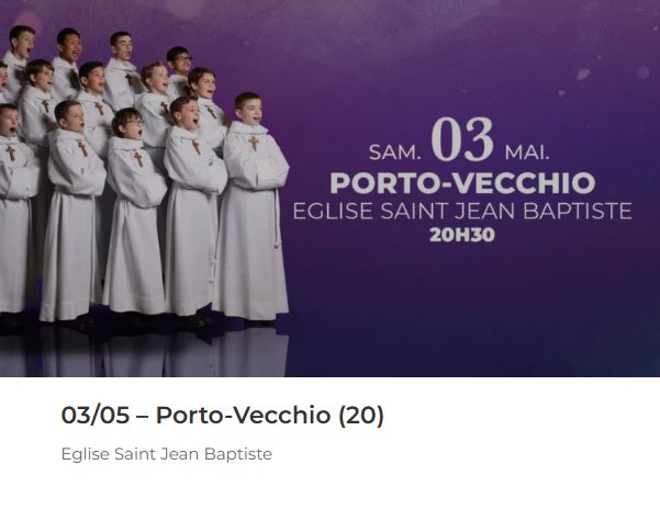 Les petits chanteurs à la Croix de bois en concert - Église Saint Jean-Baptiste - Portivechju