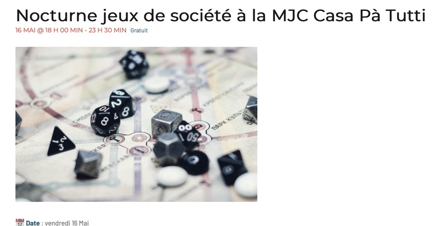 Nocturne jeux - MJC-Casa pà tutti - Santa Lucia di Portivechju