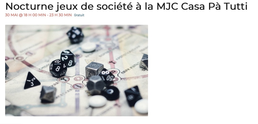 Nocturne jeux - MJC-Casa pà tutti - Santa Lucia di Portivechju