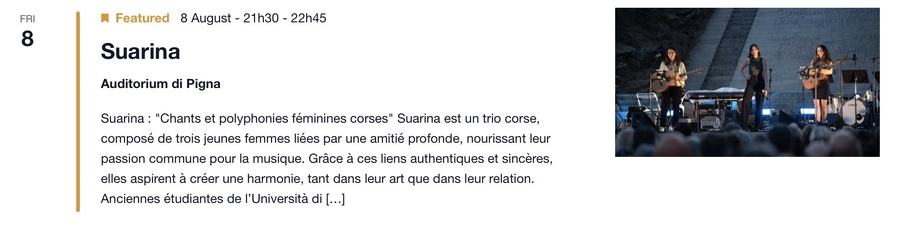 Concert : Suarina - CNCM VOCE / Auditorium de Pigna 