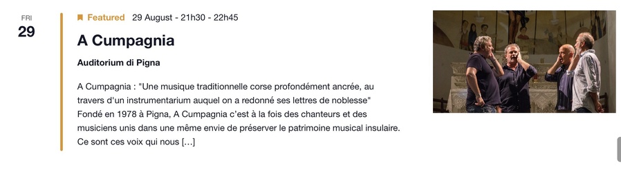 Concert : A Cumpagnia - CNCM VOCE / Auditorium de Pigna 