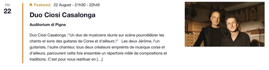 Concert : Duo Ciosi Casalonga - CNCM VOCE - Pigna 