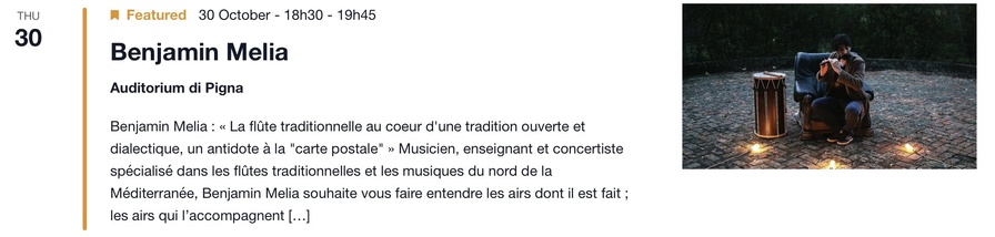 Concert : Benjamin Melia - CNCM VOCE - Pigna 