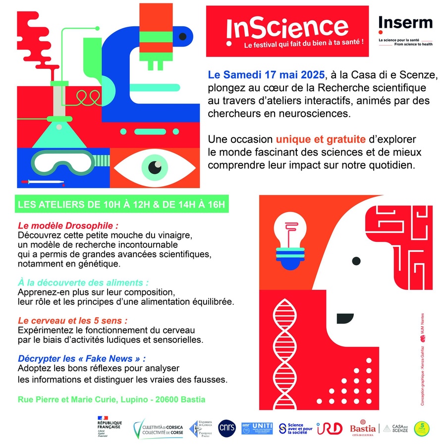 Festival InScience 2025 / Ateliers interactifs animés par des chercheurs en neurosciences - Casa di e Scenze - Bastia