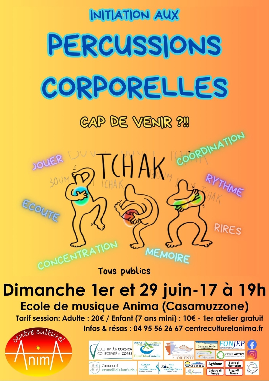 Stages de percussions corporelles, animés par Séverine - Ecole de musique Anima
