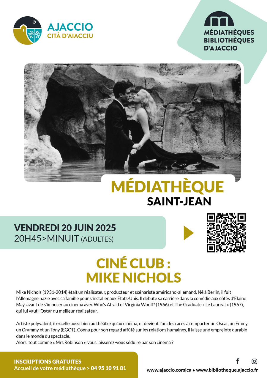 Ciné club Mike Nichols - Médiathèque Saint-Jean